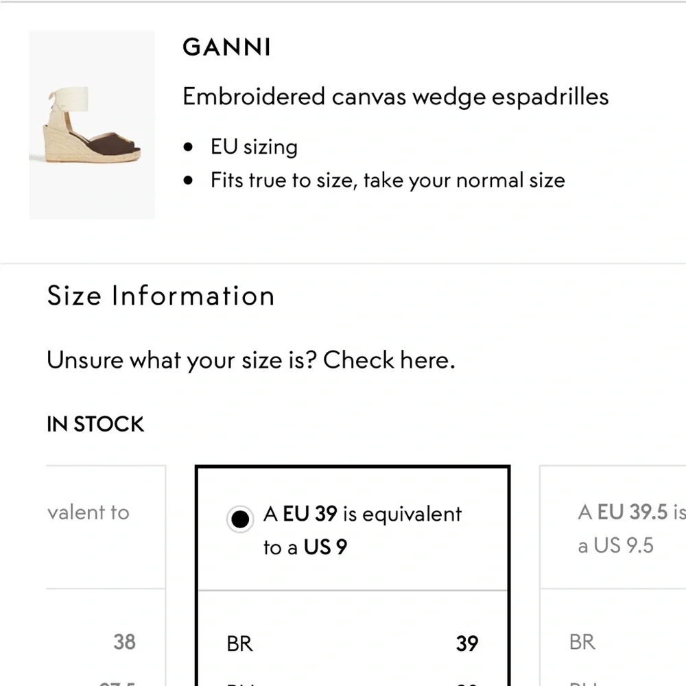 GANNI High Summer Embroidered Espadrille Wedge Sandals 9 NIB